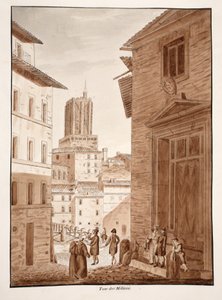 Torre delle Milizie, 1833 (ætsning med brun vask)